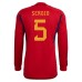 Prima Maglia Spagna Mondiali 2022 Sergio Busquets 5 Manica Lunga